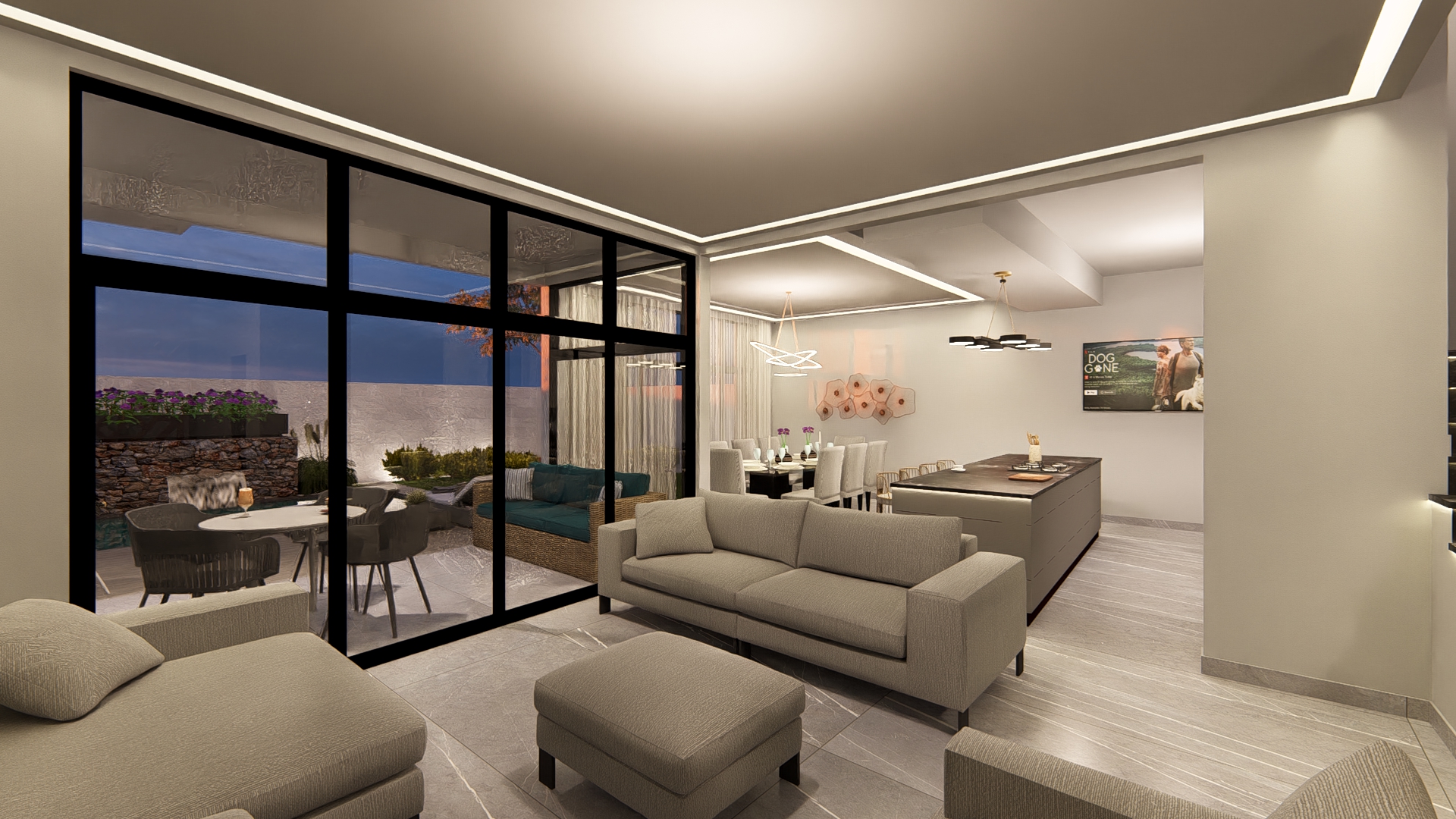 Recibidor doble altura residencia Fraccionamiento Aysso